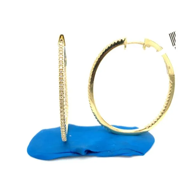 Diamond Hoops in 14 Karat Yellow Gold Tzfasman Jewelers Brooklyn, NY