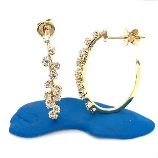 Diamond Hoops in 14 Karat Yellow Gold Tzfasman Jewelers Brooklyn, NY