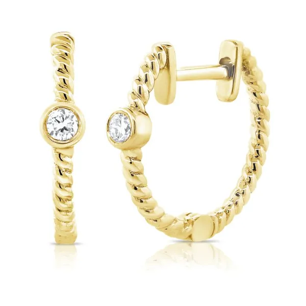 Diamond Hoops in 14 Karat Yellow Gold Tzfasman Jewelers Brooklyn, NY