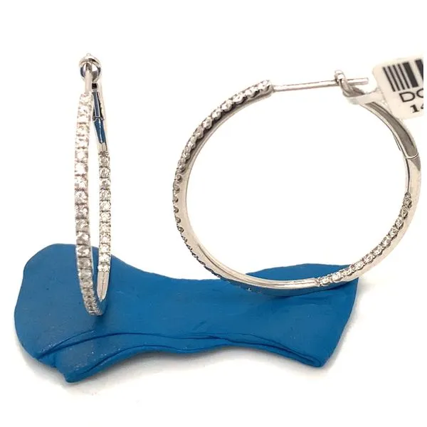Diamond Hoops in 14 Karat White Gold Tzfasman Jewelers Brooklyn, NY