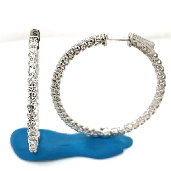 Diamond Hoops in 14 Karat White Gold Tzfasman Jewelers Brooklyn, NY