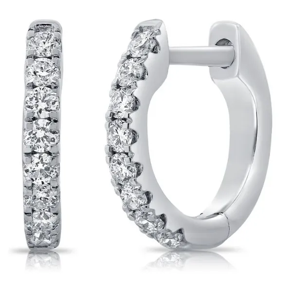 Diamond Hoops in 14 Karat White Gold Tzfasman Jewelers Brooklyn, NY