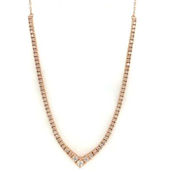 Tennis Necklace in 14 Karat Rose Gold 5.81 Grams Tzfasman Jewelers Brooklyn, NY
