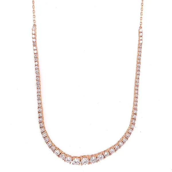 Tennis Necklace in 14 Karat Rose Gold Tzfasman Jewelers Brooklyn, NY