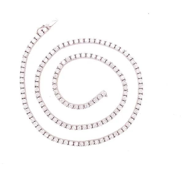 Tennis Necklace in 14 Karat White Gold Image 2 Tzfasman Jewelers Brooklyn, NY