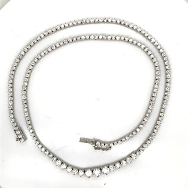 Tennis Necklace in 14 Karat White Gold 18.2 Grams Image 2 Tzfasman Jewelers Brooklyn, NY