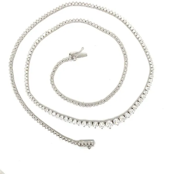 Tennis Necklace in 14 Karat White Gold Image 2 Tzfasman Jewelers Brooklyn, NY
