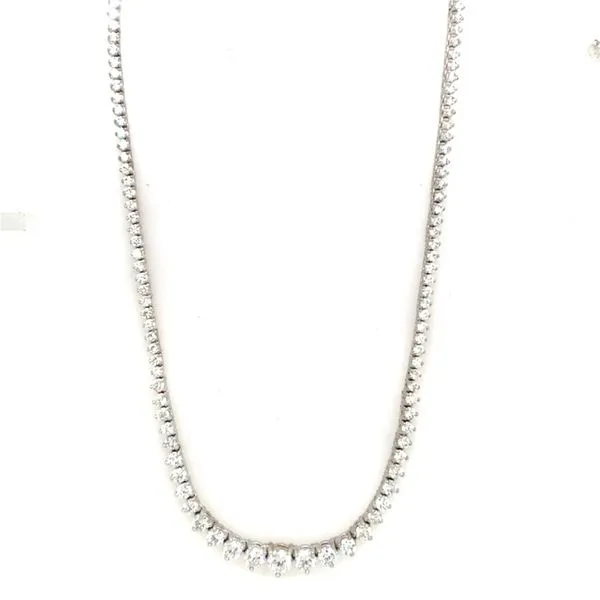 Tennis Necklace in 14 Karat White Gold Tzfasman Jewelers Brooklyn, NY