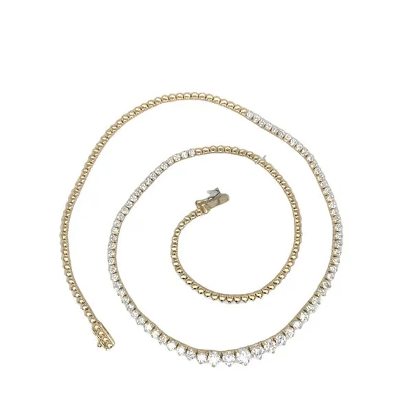 Tennis Necklace in 14 Karat Yellow Gold Image 2 Tzfasman Jewelers Brooklyn, NY