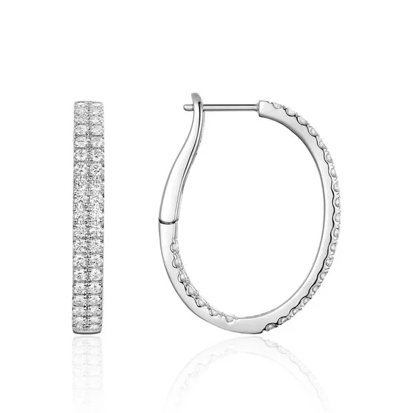 14K White Gold Double Row Inside-Out Diamond Hoop Earrings Vail Creek Jewelry Designs Turlock, CA