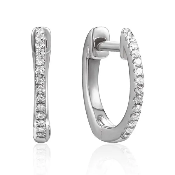 14K White Gold Diamond Huggie Earrings Vail Creek Jewelry Designs Turlock, CA