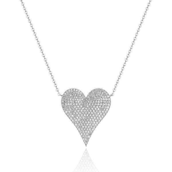 14K White Gold Pave Diamond Heart Necklace Vail Creek Jewelry Designs Turlock, CA
