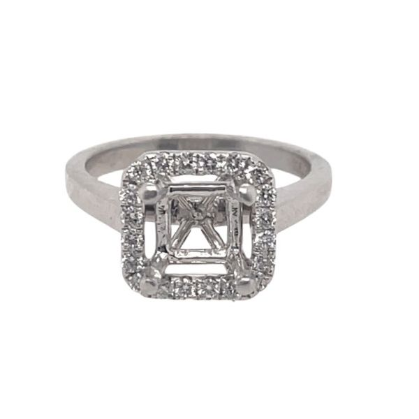 ESTATE JEWELRY - PLATINUM DIAMOND HALO SEMI-MOUNT RING  BY DIADORI Valentine's Fine Jewelry Dallas, PA