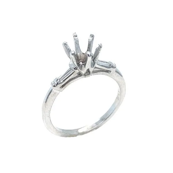 ESTATE JEWELRY 14KT WHITE GOLD DIAMOND SEMI MOUNT BAGUETTE
