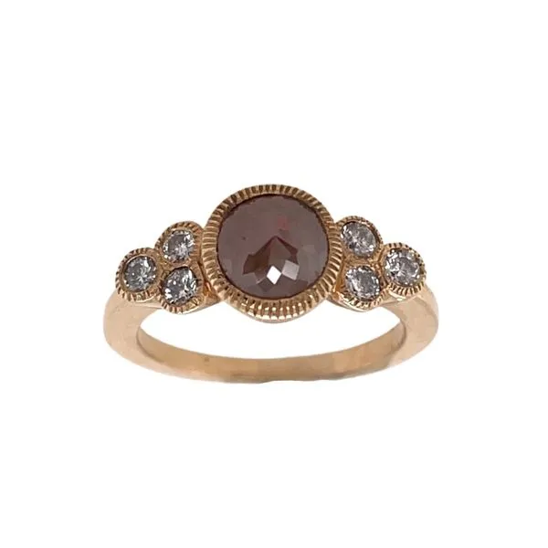JUST JULES - 14KT YELLOW GOLD/DIAMOND RING SET WITH ROSE CUT CHAMPAGNE DIAMOND & 6 SIDE DIAMONDS Valentine's Fine Jewelry Dallas, PA