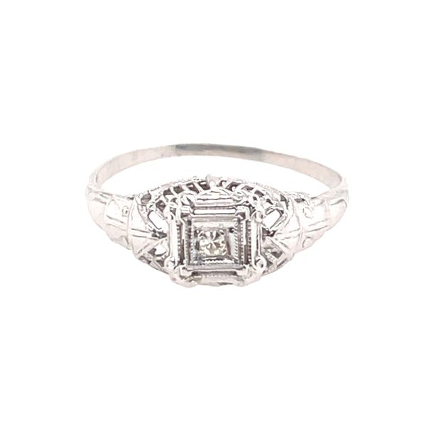 ESTATE JEWELRY - 18KT WHITE GOLD/DIAMOND ANTIQUE FILIGREE RING Valentine's Fine Jewelry Dallas, PA