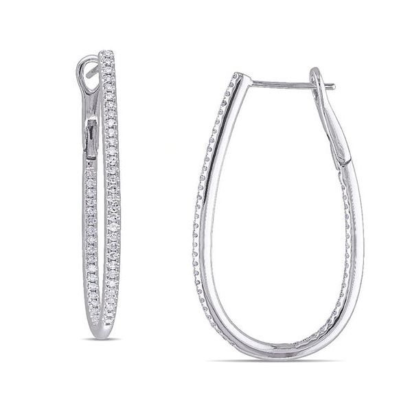 ASHER - WHITE GOLD AND DIAMOND OVAL HOOPS SET Valentine's Fine Jewelry Dallas, PA