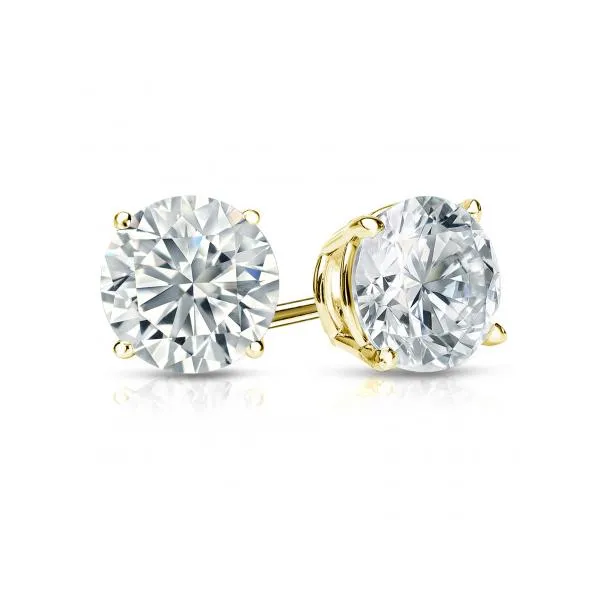  DIAMOND EARRINGS SOLITAIRE/GOLD/PLATINUM Valentine's Fine Jewelry Dallas, PA