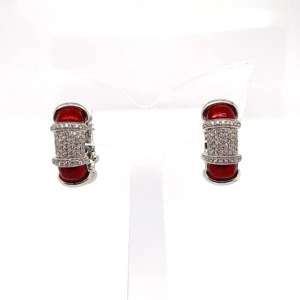 DIAMOND EARRINGS /STERLING SILVER/SS/GOLD COMBO  Valentine's Fine Jewelry Dallas, PA