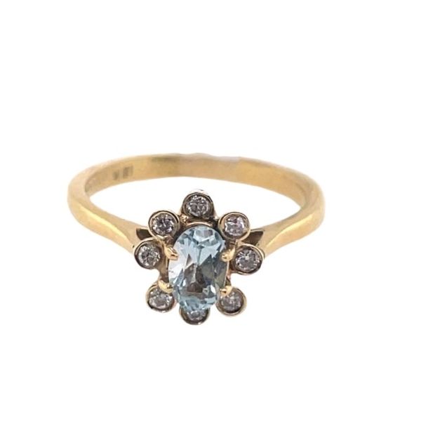 Yellow Gold Aquamarine and Diamond Ring Valentine's Fine Jewelry Dallas, PA