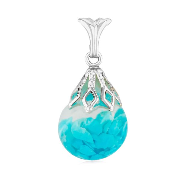 CARLA/NANCY B - 14KT WHITE GOLD & TURQUOISE FLOATING PENDANT SET Valentine's Fine Jewelry Dallas, PA