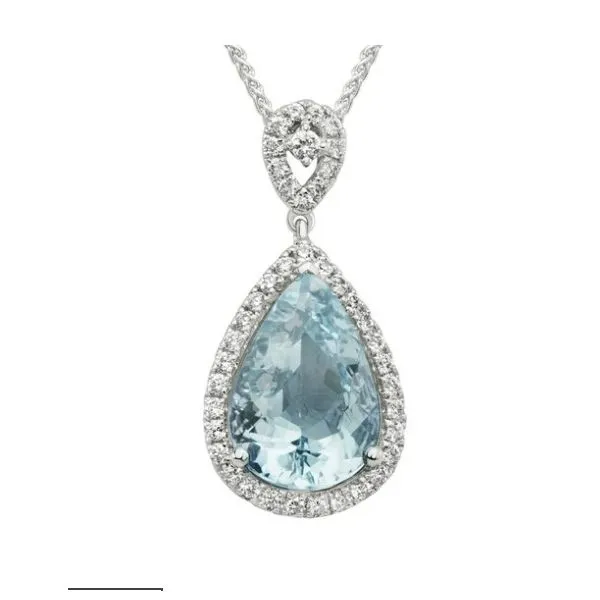 ARTISTRY - WHITE GOLD AND DIAMOND AND AQUAMARINE PENDANT Valentine's Fine Jewelry Dallas, PA