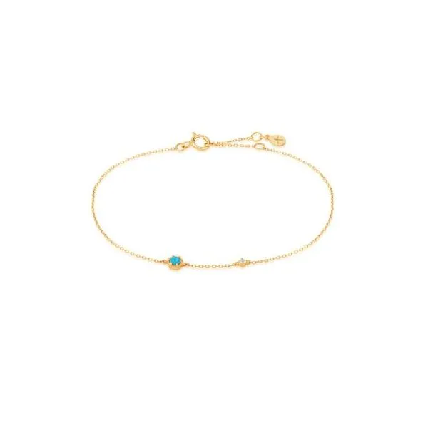 AURELIE GI - 14KT YELLOW GOLD "AMINA" TURQUOISE HEXAGON & WHITE SAPPHIRE DELICATE BRACELET  Valentine's Fine Jewelry Dallas, PA