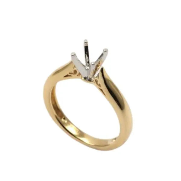 18 Karat Yellow Gold and White Gold Prong Ring Valentine's Fine Jewelry Dallas, PA