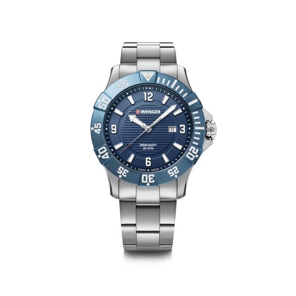 WENGER - LARGE 'SEAFORCE' SILVER BAND SWISS ARMY WATCH BY VICTORINOX Valentine's Fine Jewelry Dallas, PA