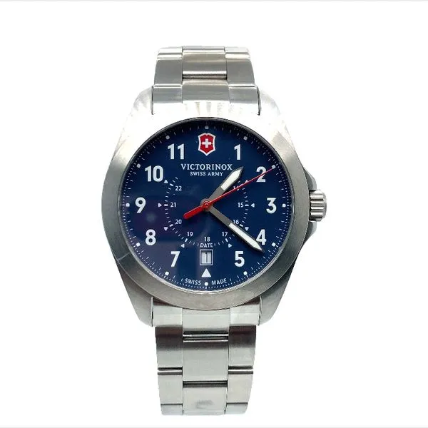 VICTORINOX - 'HERITAGE' WATCH WITH STAINLESS STEEL BRACELET & BLUE FACE SWISS ARMY WATCH Valentine's Fine Jewelry Dallas, PA