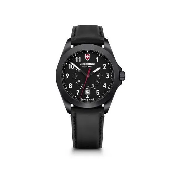VICTORINOX - 'HERITAGE' VINTAGE STYLE MILITARY INSPIRED BLACK LEATHER SWISS ARMY WATCH Valentine's Fine Jewelry Dallas, PA