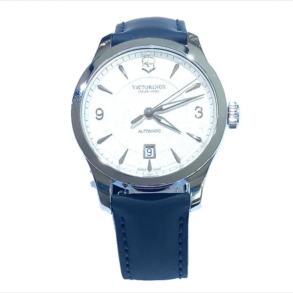 VICTORINOX - ALLIANCE MECHANICAL FEATURING A SILVER DIAL AND A BLACK LEATHER BAND BY SWISS ARMY Valentine's Fine Jewelry Dallas, PA