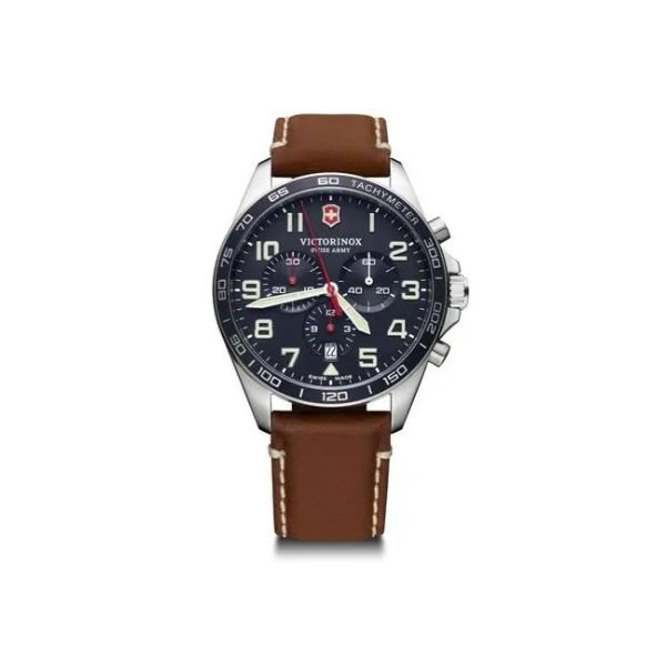 VICTORINOX FIELDFORCE CHRONO BROWN LEATHER WATCH FEATURING