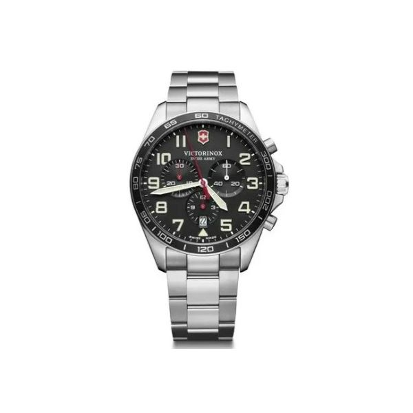 VICTORINOX - FIELDFORCE CHRONO STAINLESS STEEL WATCH FEATURING A BLACK FACE BY SWISS ARMY Valentine's Fine Jewelry Dallas, PA