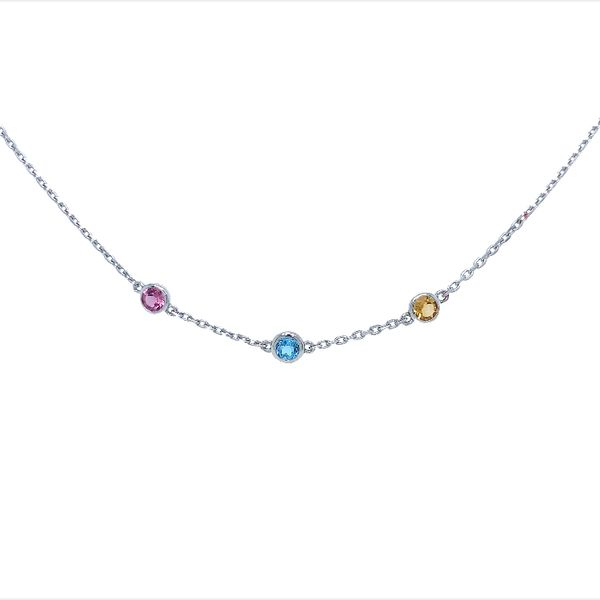 LOLOVIVI Sterling Silver Necklace with Pink Tourmaline, Blue Topaz, and Citrine Valentine's Fine Jewelry Dallas, PA