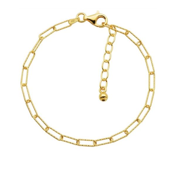 Sterling Silver and 18Kt Yellow Gold Paperclip Bracelet Valentine's Fine Jewelry Dallas, PA