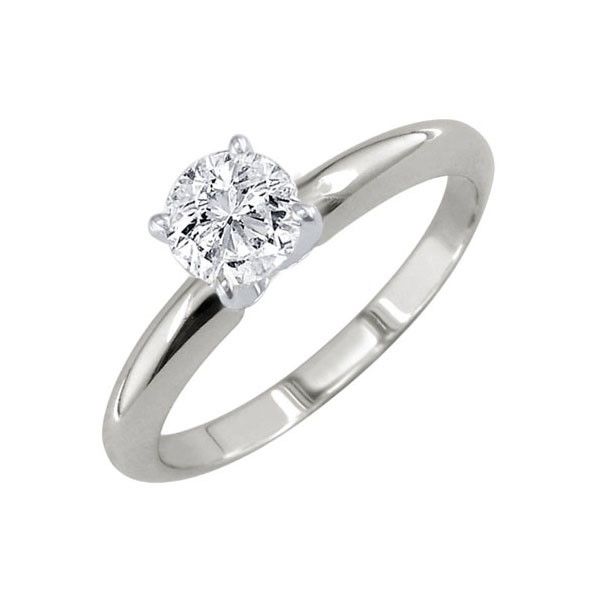 14K White Gold 0.47 CT Round Natural Diamond Solitaire Engagement Ring Van Adams Jewelers Snellville, GA