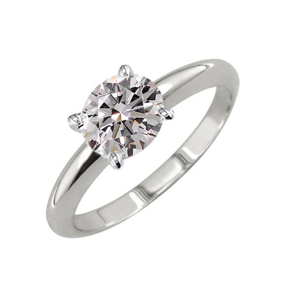 14 Karat White Gold Solitaire Engagement Ring With One Ct