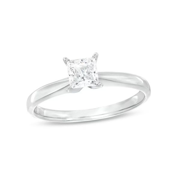 14K White Gold 0.50 CT Princess-Cut Natural Diamond Solitaire Engagement Ring Van Adams Jewelers Snellville, GA
