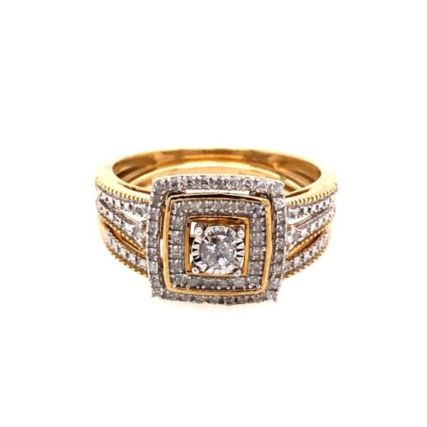 10K Yellow Gold Double Halo Diamond Wedding Set Van Adams Jewelers Snellville, GA