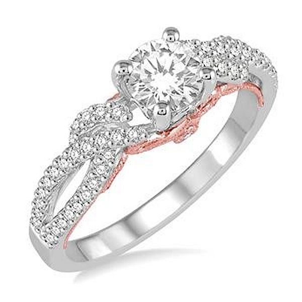 14K Two-Toned White & Rose Gold Diamond Engagement Ring Van Adams Jewelers Snellville, GA