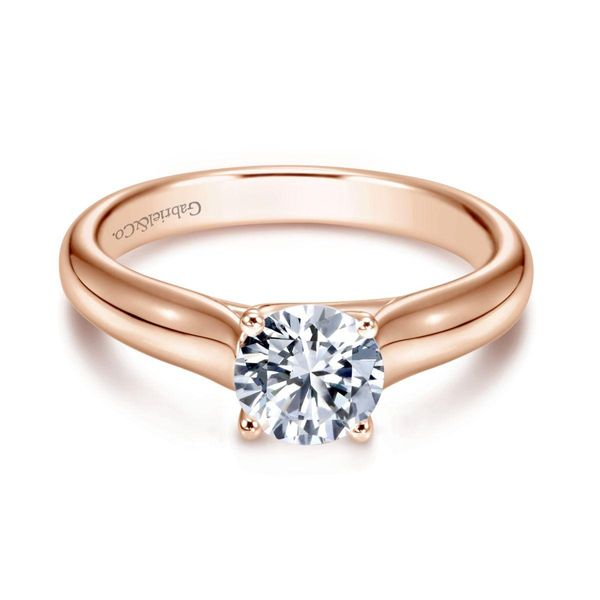 Gabriel & Co. 14K Rose Gold Cathedral Mount Engagement Ring Van Adams Jewelers Snellville, GA