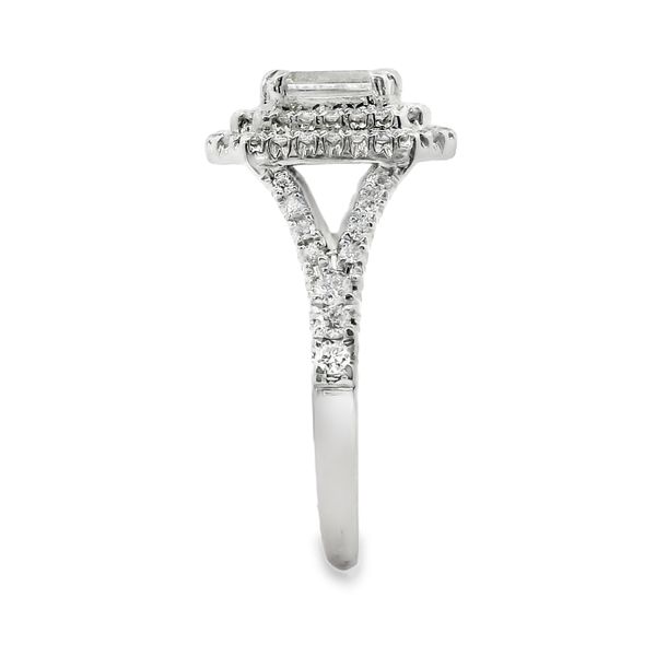 18K White Gold 0.98 CT Emerald-Cut Natural Diamond Engagement Ring Image 4 Van Adams Jewelers Snellville, GA