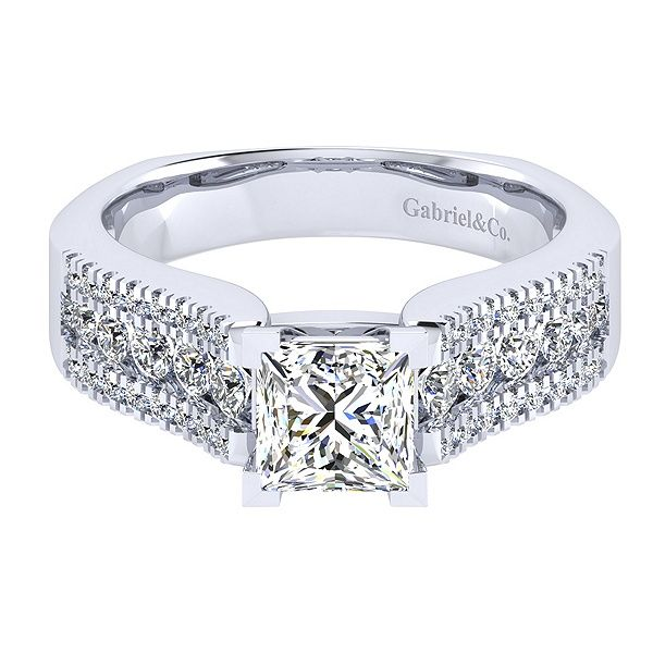 Gabriel & Co. 14K White Gold Round Wide Band Diamond Semi Mount Van Adams Jewelers Snellville, GA