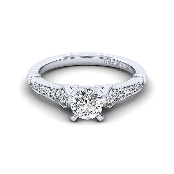 14K White Gold Round Diamond Engagement Ring Van Adams Jewelers Snellville, GA