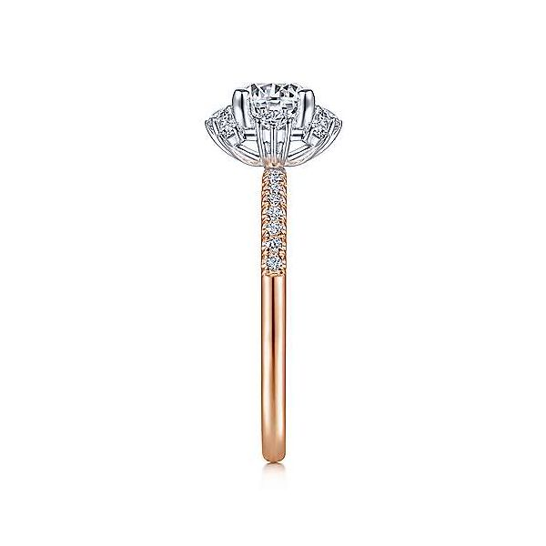 14K White-Rose Gold Round Halo Diamond Engagement Ring Image 3 Van Adams Jewelers Snellville, GA