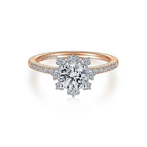 14K White-Rose Gold Round Halo Diamond Engagement Ring Van Adams Jewelers Snellville, GA
