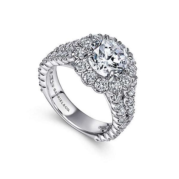 14K White Gold Round Halo Diamond Engagement Ring Image 3 Van Adams Jewelers Snellville, GA