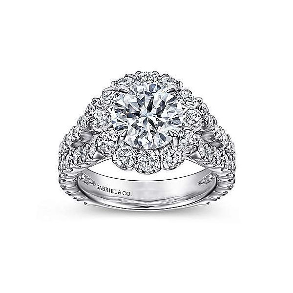 14K White Gold Round Halo Diamond Engagement Ring Image 4 Van Adams Jewelers Snellville, GA