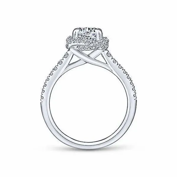 14K White Gold Cushion Halo Round Diamond Engagement Ring Image 3 Van Adams Jewelers Snellville, GA